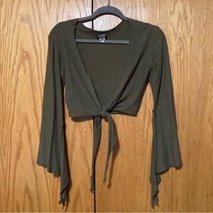 💚 Olive Green Bolero Tie Top 💚